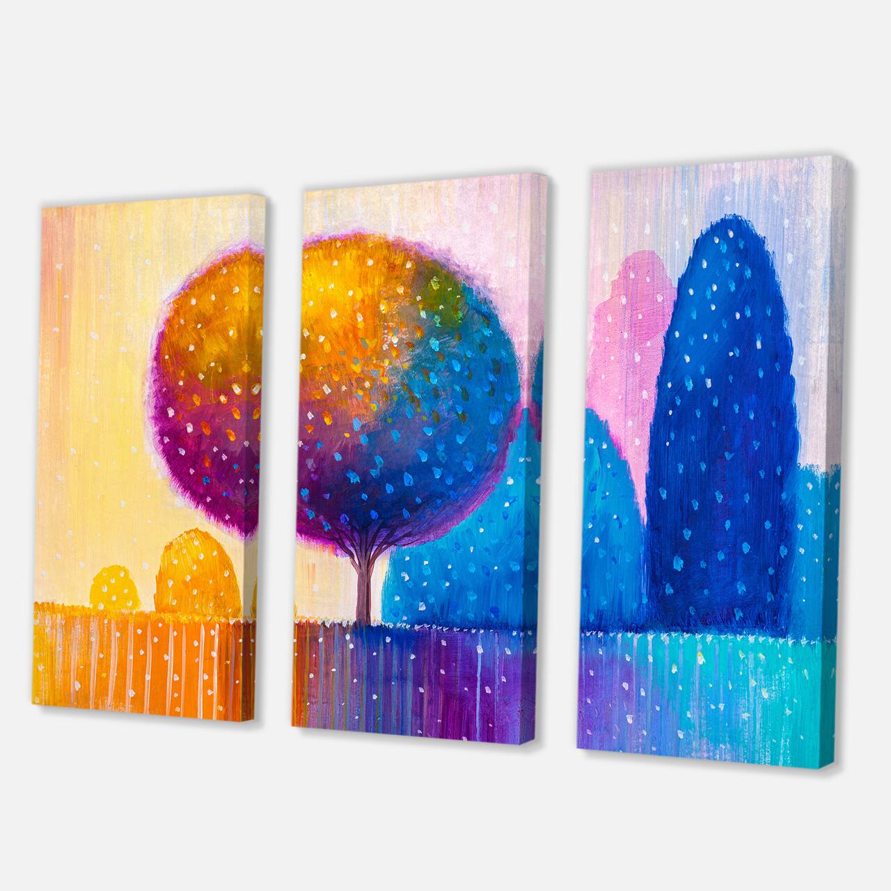 Designart - Colourful Ornamental Trees X - Modern Canvas Wall Art Print
